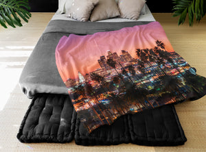 Horizontal Throw Blanket - LA Skyline