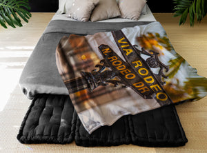Vertical Throw Blanket - Rodeo Drive Sign