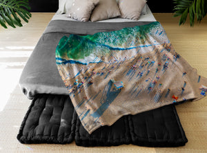 Horizontal Throw Blanket - Santa Monica Beach