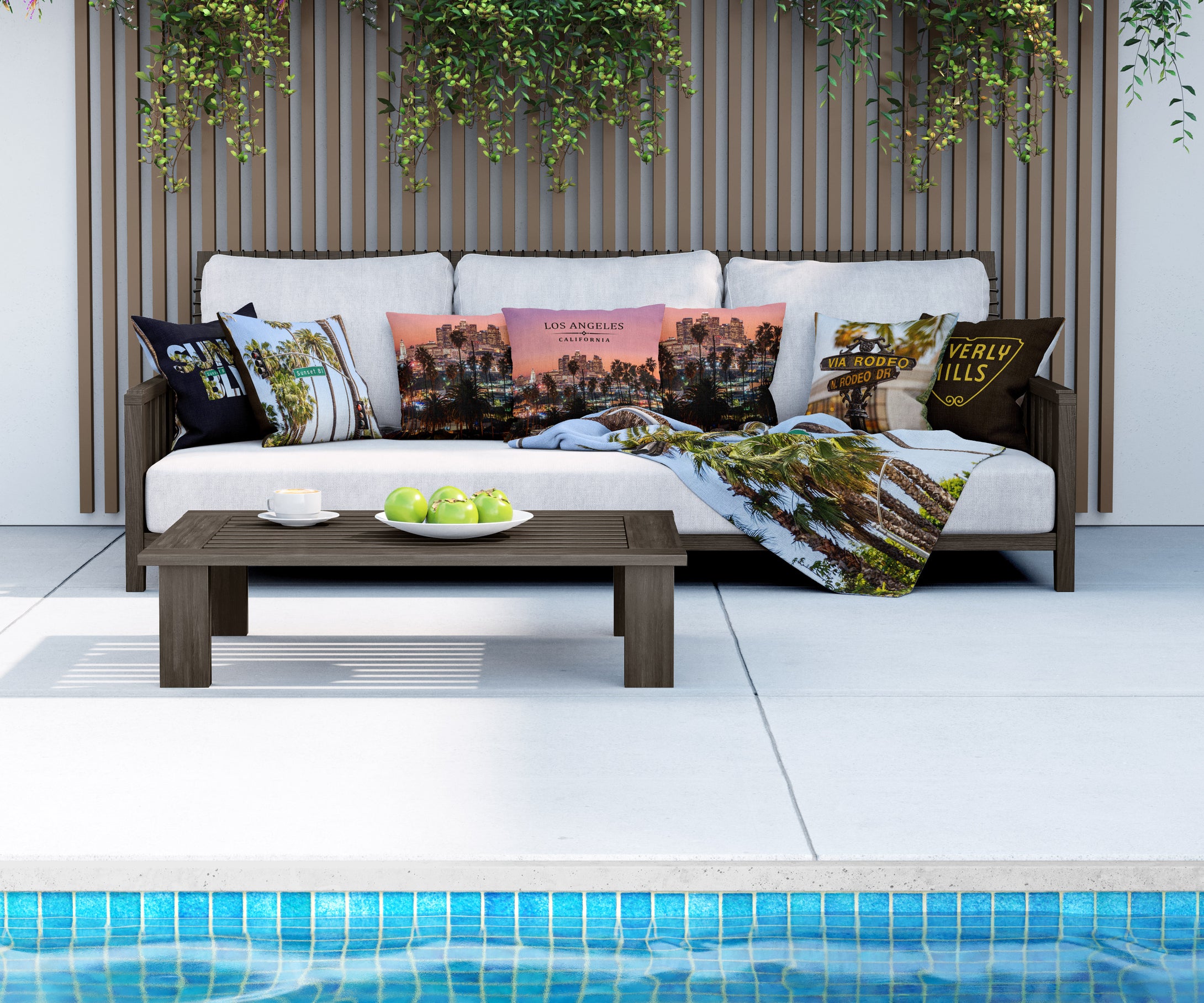 Throw Pillow Outdoor - LA Skyline